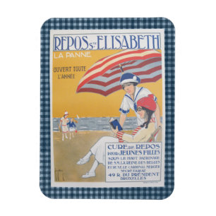 Vintage French Beach Travel Poster Magnet