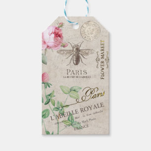 Vintage French Bee and Flower Market Personalized  Gift Tags