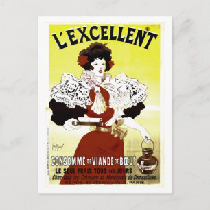 Vintage French beef soup advertising Postcard