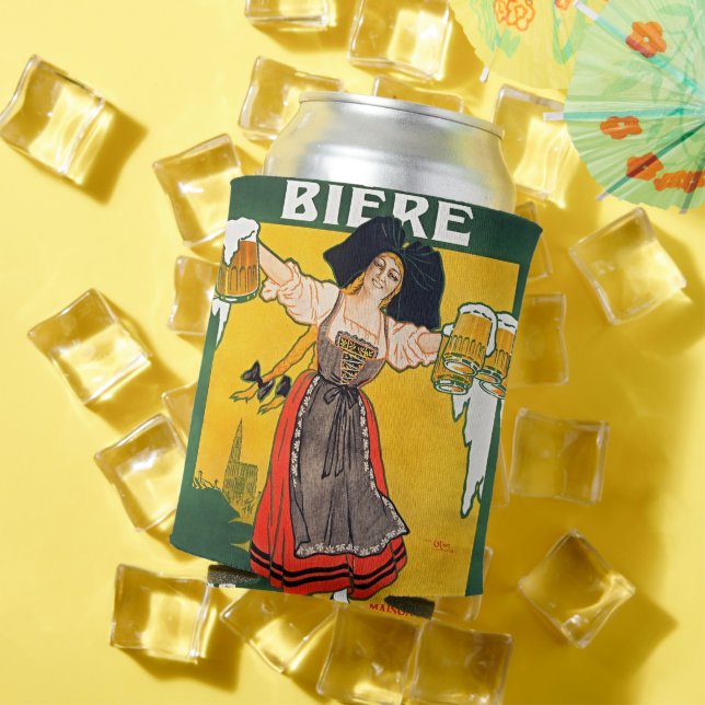 Vintage French Beer Poster Can Cooler (In Situ Summer)