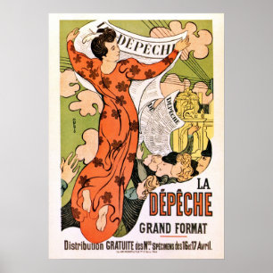 Vintage French belle époque Art nouveau newspaper Poster