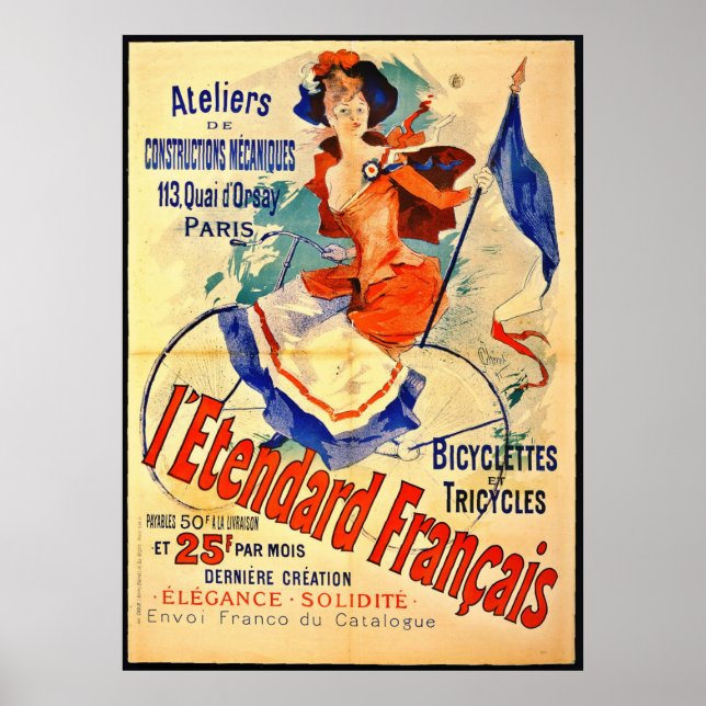Vintage French Bicycle Ad 1891 Poster (Front)