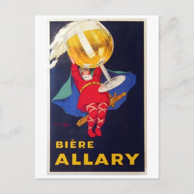 Vintage French Biere Allary by Jean D'Ylen Postcard (Front)