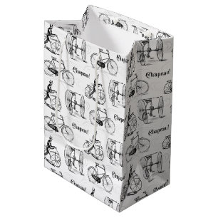 Vintage French Bikes Cyclists Funny Medium Gift Bag