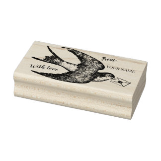 Vintage French Bird with Letter Stamp