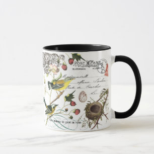 Vintage French Birds coffee mug