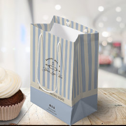 Vintage French Blue Bakery Business Logo Branded Medium Gift Bag
