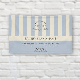 Vintage French Blue Bakery Logo Event Display Banner