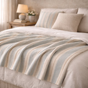 Vintage French Blue & Brown - Neutral Farmhouse Fleece Blanket