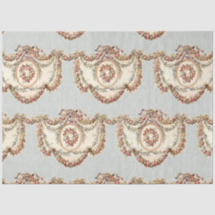 Vintage French Blue Pink Floral Garland Decoupage Tissue Paper