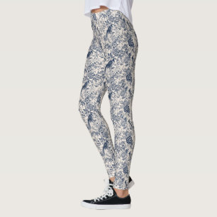 Vintage French Blue Toile Fleurie Leggings