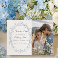Vintage French Blue Wedding Frame Save the Date