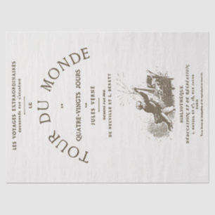 Vintage French Book Title Page Decoupage J Verne Tissue Paper