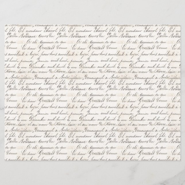Vintage French Bordeaux Jardin Handwritten Script (Front)