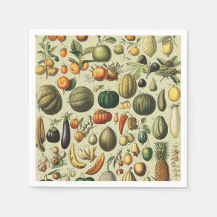 Vintage French Botanical Fruit Poster Art Napkin
