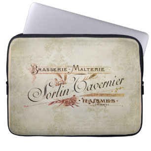 Vintage French Brewery Advertisement Laptop Sleeve