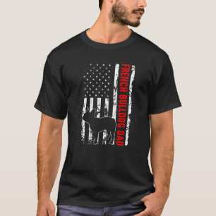 Vintage French Bulldog Dad American Flag T-Shirt