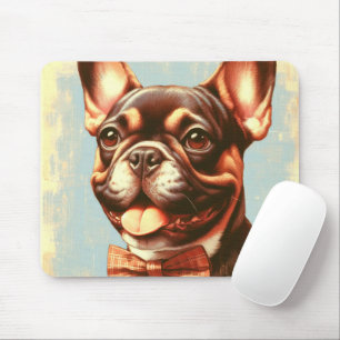 Vintage French Bulldog Painting Portrait Mouse Pad