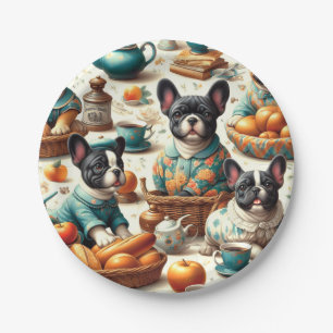 Vintage French Bulldog Seamless Paper Plate