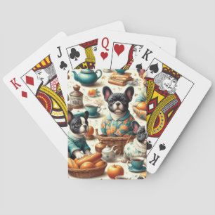 Vintage French Bulldog Seamless Playing Cards