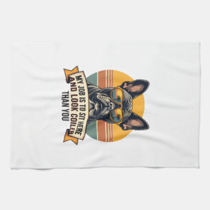 Vintage French Bulldog Sunglasses My Job Is To Sit Kitchen Towel