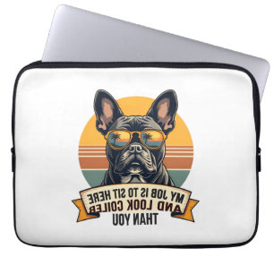 Vintage French Bulldog Sunglasses My Job Is To Sit Laptop Sleeve