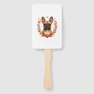 Vintage French Bulldog with Autumn Leaf Wreath and Hand Fan