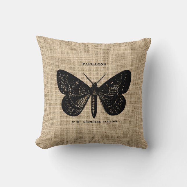 Vintage French Butterfly Pillow (Front)