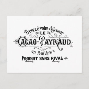 Vintage French Cacao - Payraud Ad Postcard