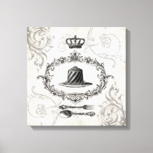 Vintage French Cake cake stretched canvas Print