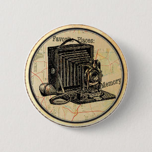 Vintage French Camera Party Button Pin