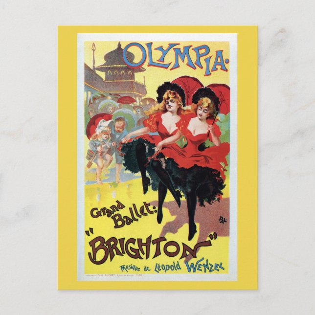 Vintage French can-can (cancan) dance Postcard (Front)