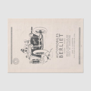 Vintage French Car Automobile Ad Decoupage         Tissue Paper