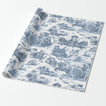 Vintage French Chariot of Dawn Toile de Jouy-Blue Wrapping Paper<br><div class="desc">Beautifully reconstructed seamless vintage French toile de jouy pattern inspired by Guido Reni's sculpture Le Char de L'Aurore ca 1790 copperplate engraving on textile. This intricate pattern features scenes of Greek gods and goddesses, temples, exotic animals, mythical sea creatures and fantasy landscapes.</div>