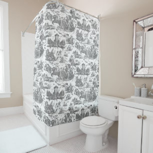 Vintage French Chariot of Dawn Toile de Jouy-Grey