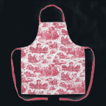 Vintage French Chariot of Dawn Toile de Jouy-Red Apron<br><div class="desc">Beautifully reconstructed seamless vintage French toile de jouy pattern inspired by Guido Reni's sculpture Le Char de L'Aurore ca 1790 copperplate engraving on textile. This intricate pattern features scenes of Greek gods and goddesses,  temples,  exotic animals,  mythical sea creatures and fantasy landscapes. Strap colour is customizable.</div>