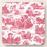 Vintage French Chariot of Dawn Toile de Jouy-Red