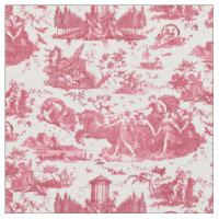 Vintage French Chariot of Dawn Toile de Jouy-Red