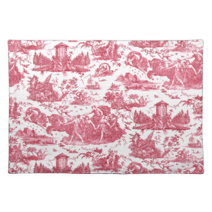 Vintage French Chariot of Dawn Toile de Jouy-Red Placemat