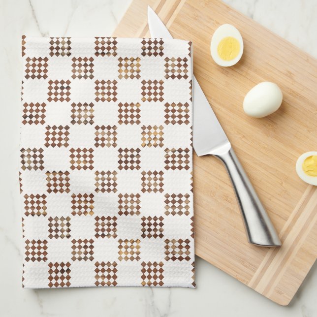 Vintage French Checkerboard Pattern  Kitchen Towel (Quarter Fold)