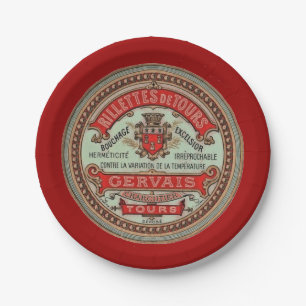 Vintage French Cheese Food Label Paper Plate
