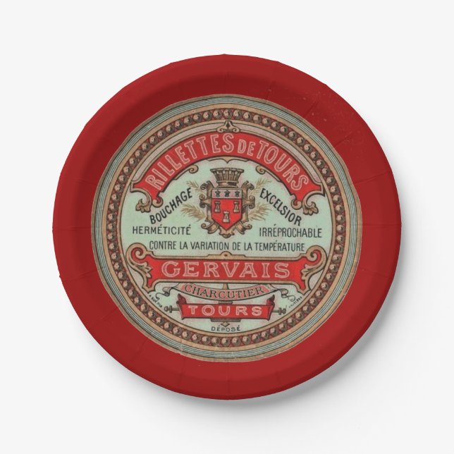 Vintage French Cheese Food Label Paper Plate (Front)