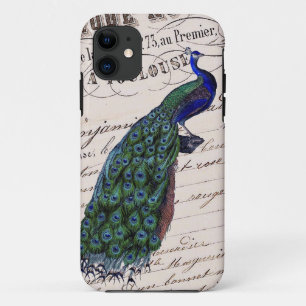 Vintage French Chic Blue Peacock iPhone 11 Case