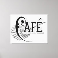 Vintage French Chic Deco Cafe Logo Wall Art Canvas