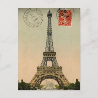 Vintage French Chic Eiffel Tower Paris Postcard