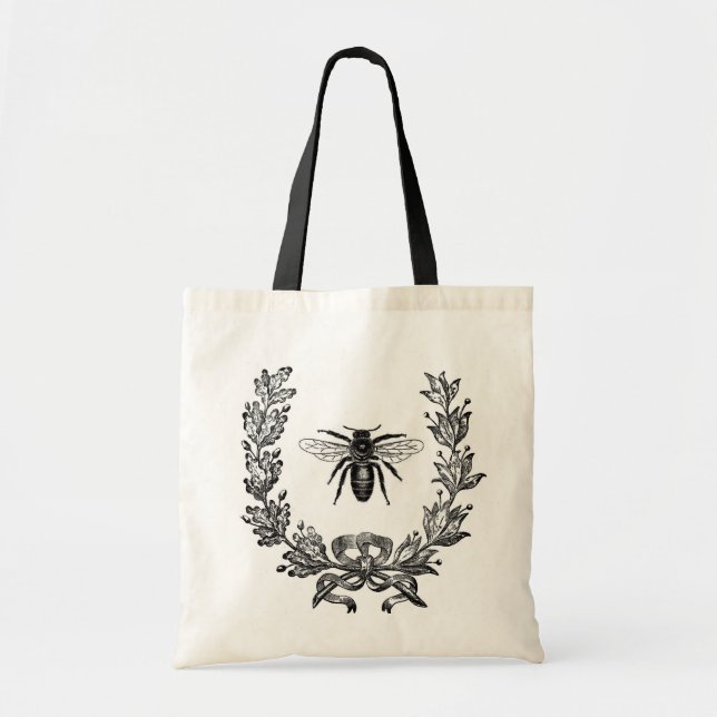 Vintage French Chic Honey Bee Tote Bag (Front)