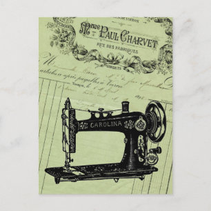 Vintage French Chic Sewing machine Postcard