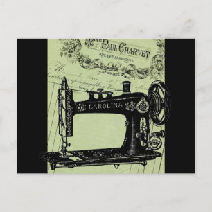 Vintage French Chic Sewing machine Postcard
