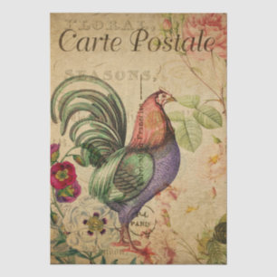 Vintage French Chicken Decoupage Postcard Tissue Paper