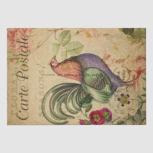 Vintage French Chicken Decoupage Postcard Tissue Paper